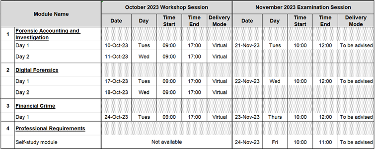 FFA Oct 2023 schedule